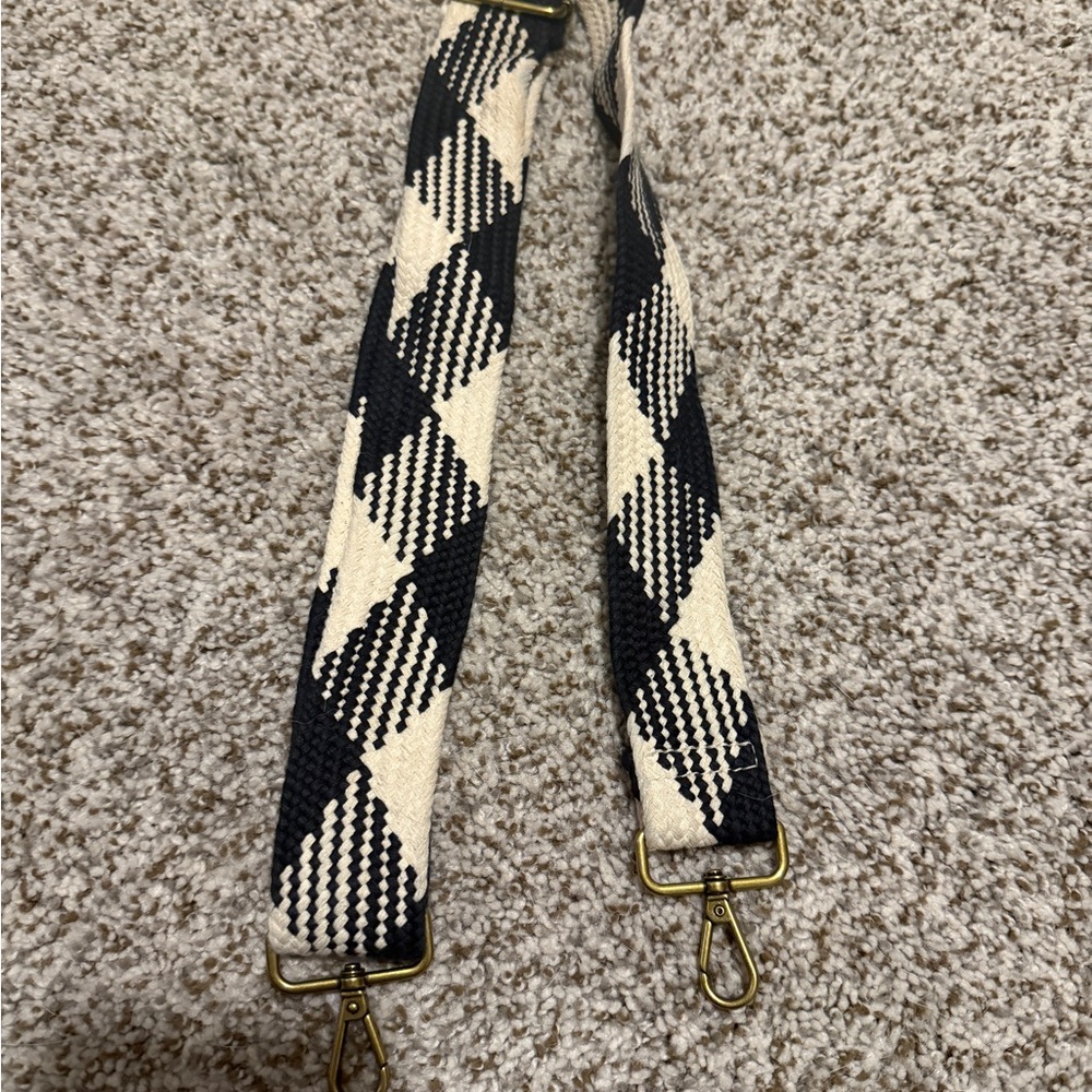 J. Crew Black and Cream Woven Strap